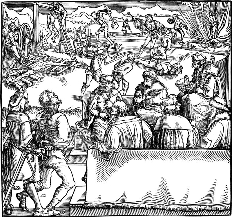 Court session. Illustration from the book Phisicke Against Fortune by Petrarch, 1532. Artist: Weiditz, Hans, the Younger (c. 1500-1536)