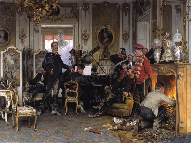 In the Troops' Quarters outside Paris, 1894. Artist: Werner, Anton von (1843-1915)