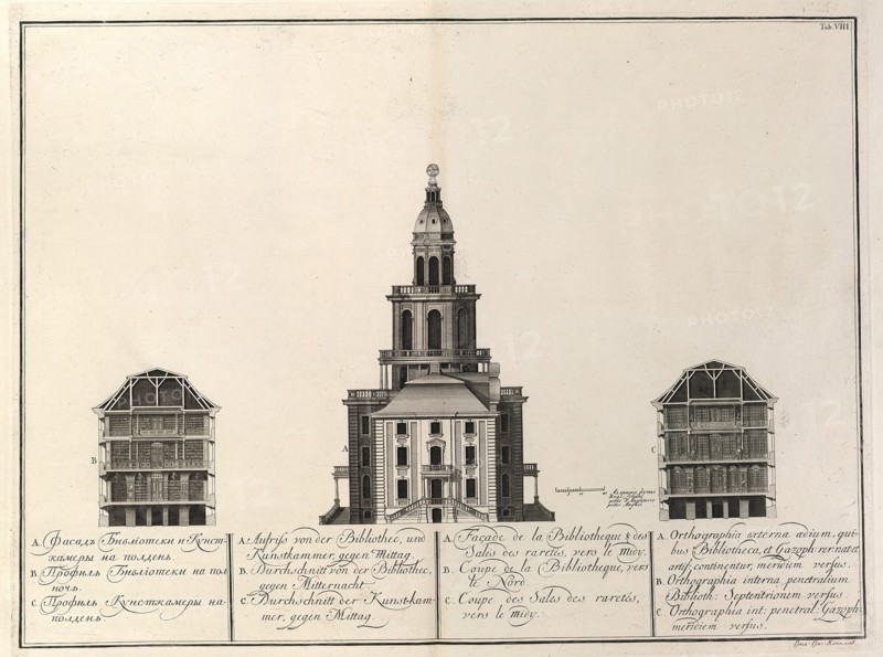 Imperial Library and Kunstkammer (From: The building of the Imperial Academy of Sciences), 1741. Artist: Wortmann, Christian Albrecht (1680-1760)