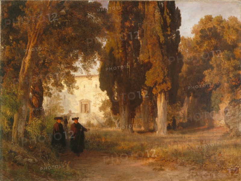 The Monastery Garden, after 1857. Artist: Achenbach, Oswald (1827-1905)