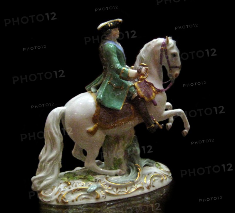 Equestrian Portrait of Empress Catherine II (1729-1796) in the Semenovsky Life-Guards Regiment Uniform, 1770. Artist: Kaendler, Johann Joachim (1706-1775)