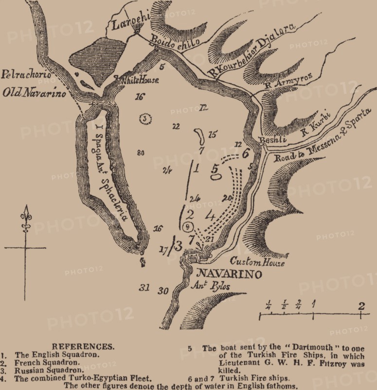 Map of Navarino bay, First quarter of 19th cen.. Artist: Anonymous master