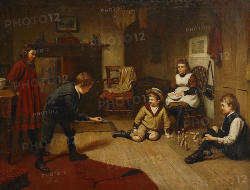 Children Playing in an Interior, 1893. Artist: Brooker, Harry (1848-1940)