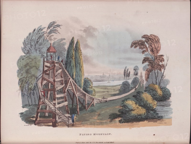 Flying Mountain (Montagnes Russes) in Little Russia, 1815. Artist: Johnston, Robert (1783-1839)