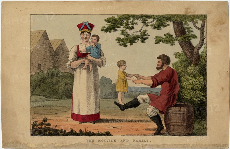 Russian Peasant Family, 1810s. Artist: Anonymous