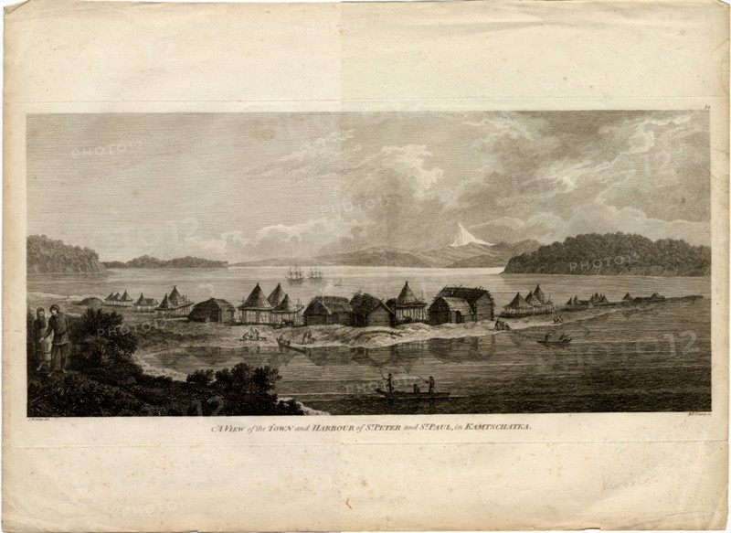 View of the Town and Harbour of Petropavlovsk-Kamchatsky (from the Voyage to the Pacific Ocean), 1785. Artist: Pouncey, Benjamin Thomas (active 1772-1799)