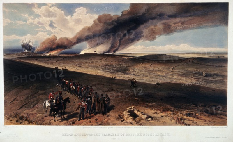 The Redan and the British trenches. Artist: Simpson, William (1832-1898)