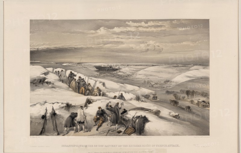 Sevastopol from the 26 gun battery, 1855. Artist: Simpson, William (1832-1898)