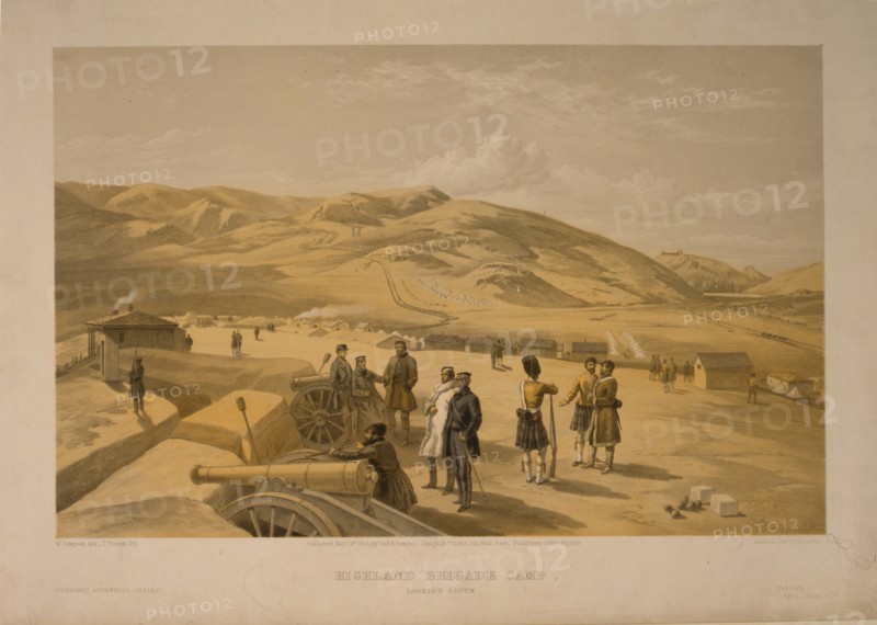 Highland Brigade camp, 1855. Artist: Simpson, William (1832-1898)