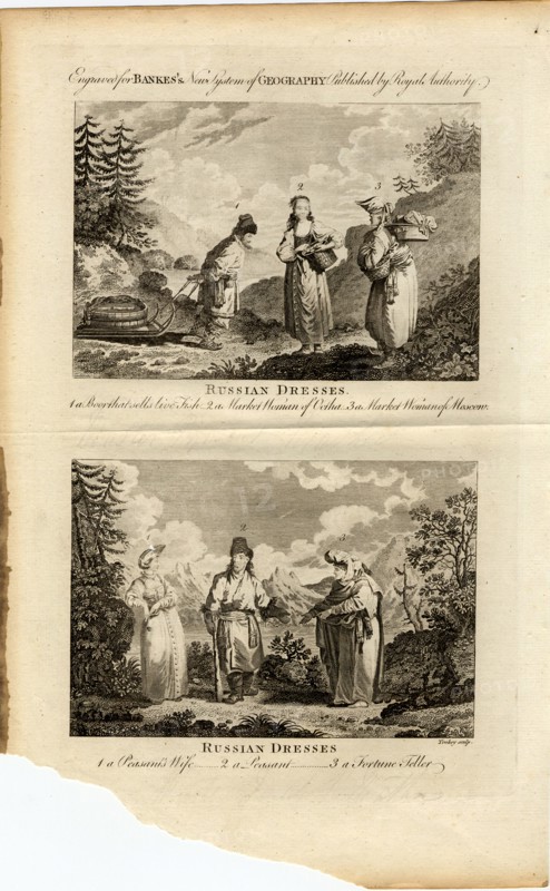 Russian Dresses, ca 1775. Artist: Tookey, James (active End of 18th cen.)