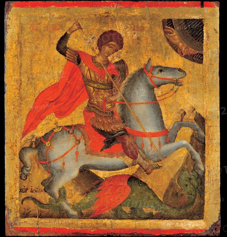 Saint George and the Dragon, ca 1440-1460. Artist: Akotandos, Angelos (active ca. 1425-1460)