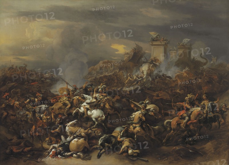 The Battle by Alexander the Great against the king Porus. Artist: Berchem, Nicolaes (Claes) Pietersz, the Elder (1620-1683)