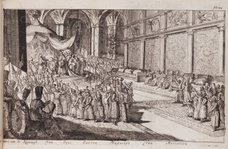 A scene at the royal court of Tsar Alexis Mikhailovich, 1677. Artist: Hooghe, Romeyn de (1645-1708)