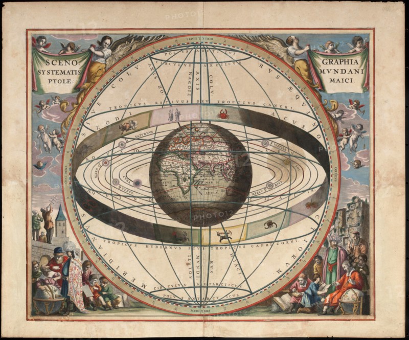 Scenography of the Ptolemaic cosmography (From Andreas Cellarius Harmonia Macrocosmica), c. 1660. Artist: Loon, Johannes van (c. 1611-1686)