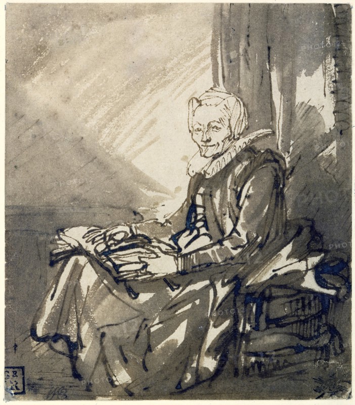 Woman with an Open Book on her Lap, ca 1639. Artist: Rembrandt van Rhijn (1606-1669)
