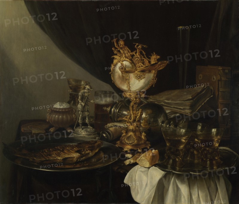 Still Life with a Nautilus Cup, c. 1645. Artist: Heda, Gerrit Willemsz. (c. 1625-1649)