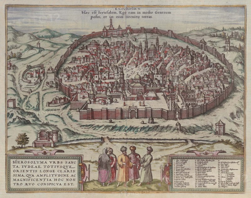 The Jerusalem Map (From: Jansson, Jan. Illustriorum Hispaniae urbium tabulae, Amsterdam, 1657), 1657. Artist: Hogenberg, Frans (1535-1590)