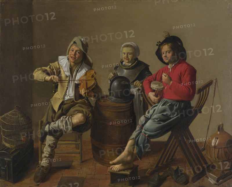 Two Boys and a Girl making Music, 1629. Artist: Molenaer, Jan Miense (c. 1610-1668)