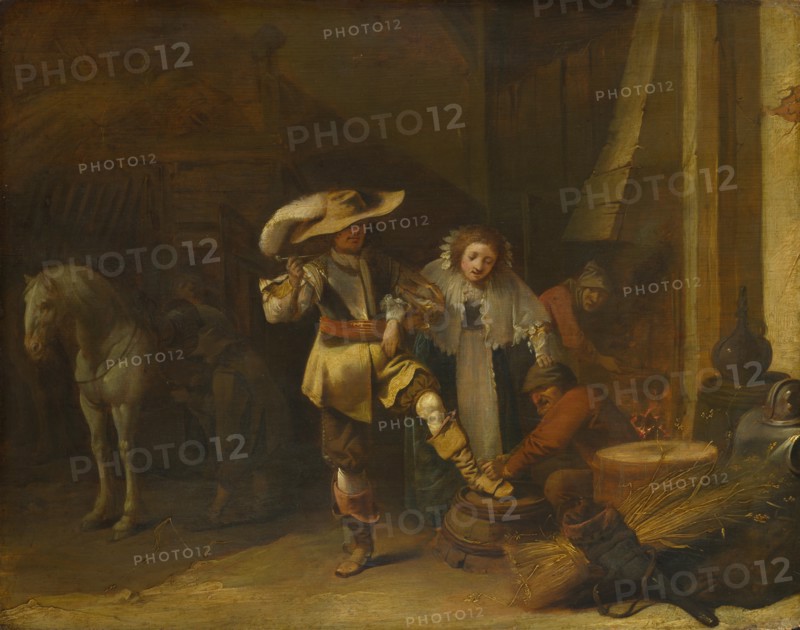 A Man and a Woman in a Stableyard, 1630s. Artist: Quast, Pieter (1605-1647)