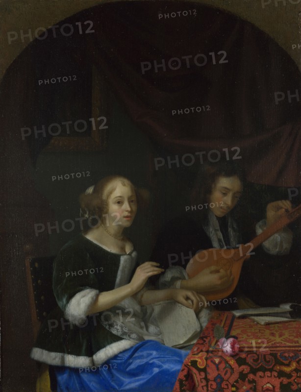 A Woman singing and a Man with a Cittern, ca. 1665-1667. Artist: Schalcken, Godfried Cornelisz (1643-1706)