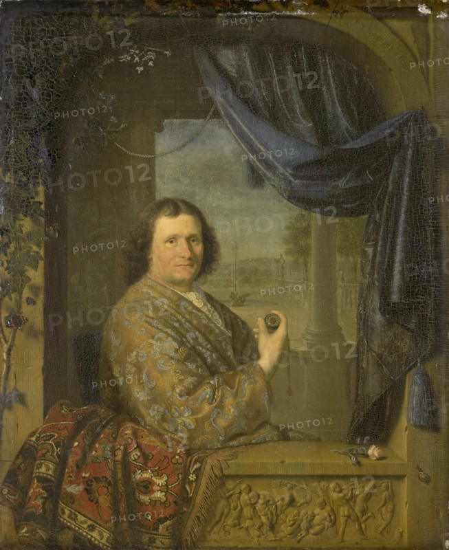 Portrait of a Man holding a Watch, 1688. Artist: Slingelandt, Pieter Cornelisz, van (1640-1691)