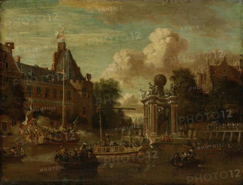 The arrival of the embassy of Muscovy in Amsterdam on August 1697, um 1700. Artist: Storck, Abraham (1635-1710)