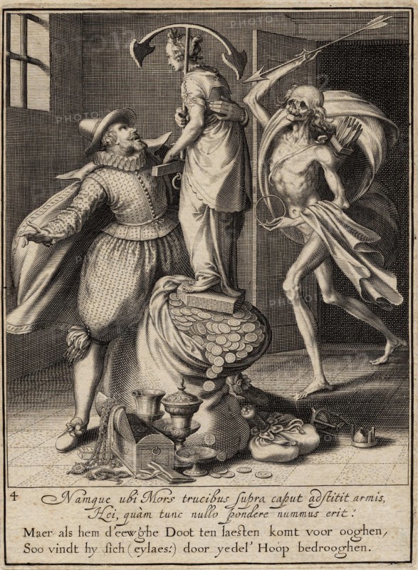 Death with an Arrow About to Strike the Man Down, 1609. Artist: Swanenburgh, Willem van (1582-1616)