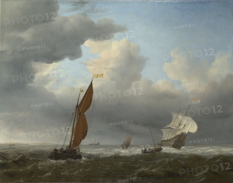 A Dutch Ship and Other Small Vessels in a Strong Breeze, 1658. Artist: Velde, Willem van de, the Younger (1633-1707)