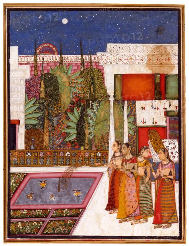 Four Women in a Palace Garden, Mid of the 18th cen.. Artist: Indian Art