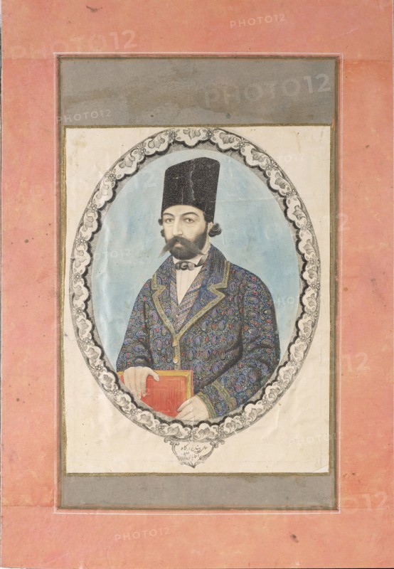 Portrait of a man with a Book, c. 1870. Artist: Aqa Bala (active Mid of 19th cen.)