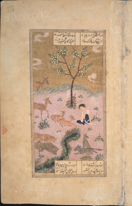 Majnun in the Desert, 1431. Artist: Iranian master