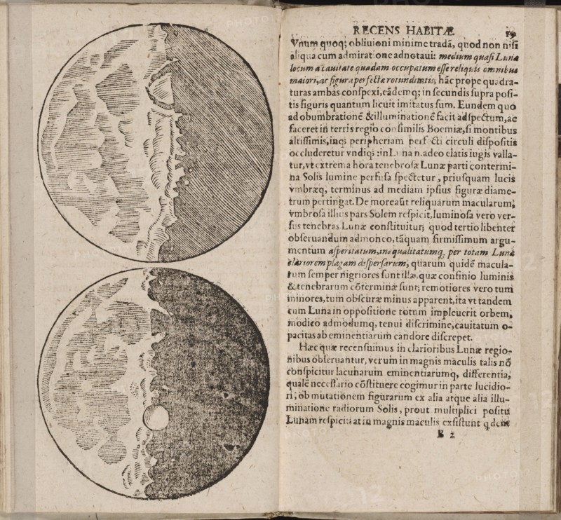 Leaf of book Sidereus Nuncius (Sidereal Messenger) by Galileo Galilei, 1610. Artist: Galilei, Galileo (1564-1642)