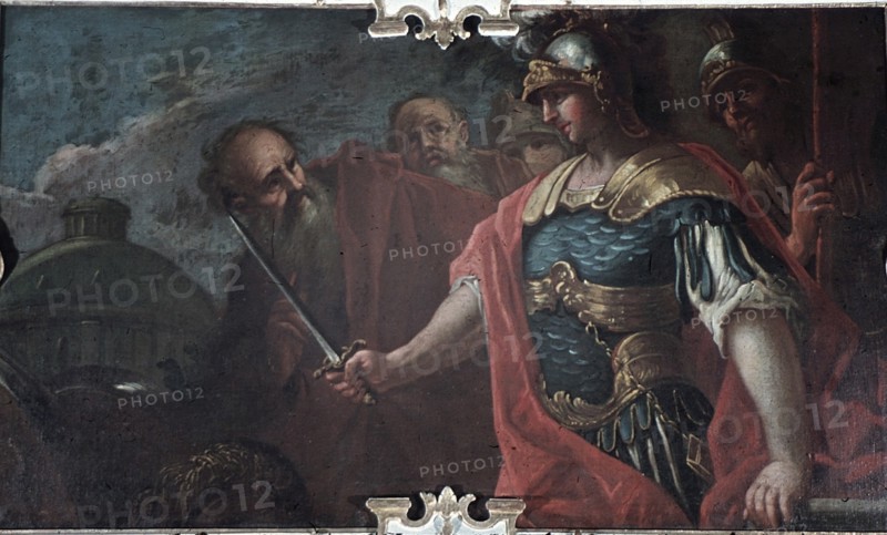 Alexander the Great Cutting the Gordian Knot, 1736-1737. Artist: Retti, Livio (1692-1751)
