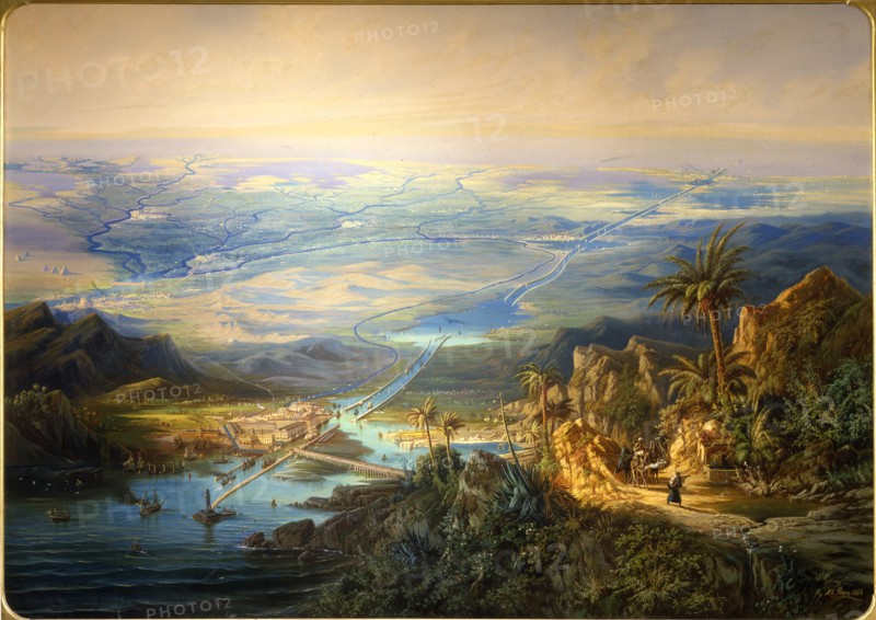 The Suez Canal, 1864. Artist: Rieger, Alberto (1834-1904)