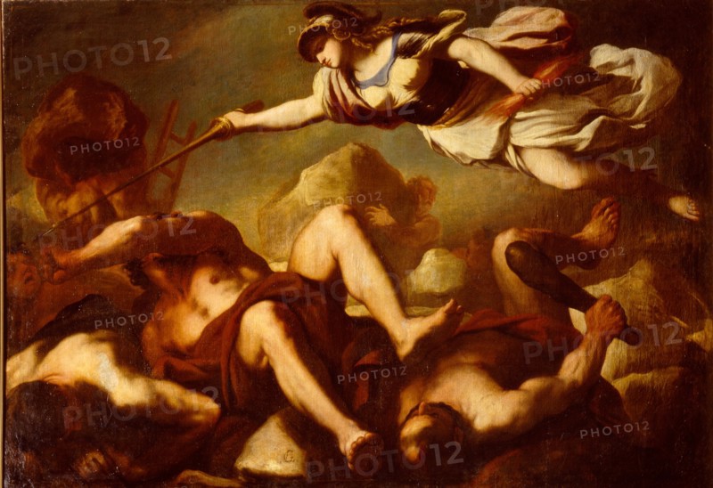 Minerva in the fight against Gigantes. Artist: Giordano, Luca (1632-1705)