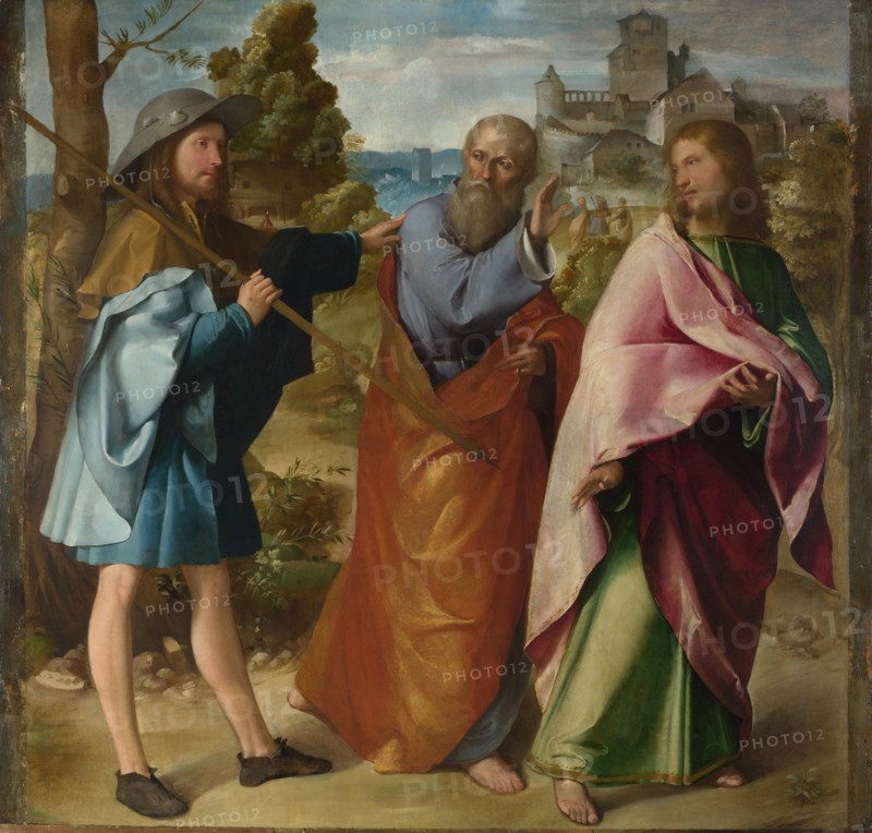The Road to Emmaus, c. 1516. Artist: Melone, Altobello (c. 1490-before 1543)
