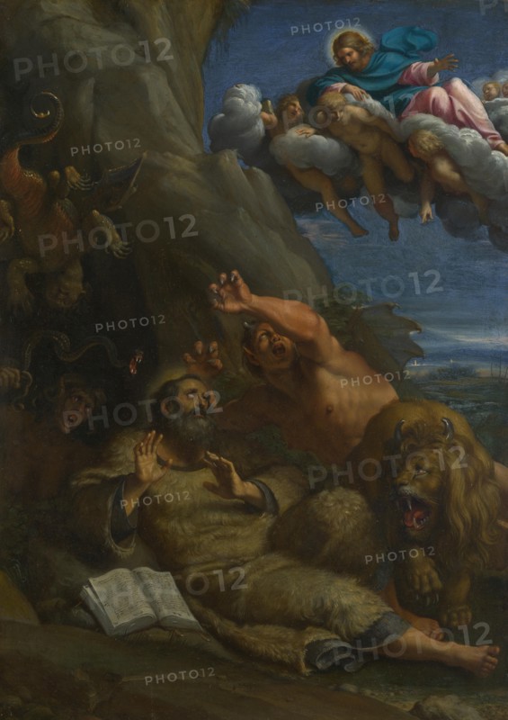 Christ appearing to Saint Anthony Abbot during his Temptation, c. 1598. Artist: Carracci, Annibale (1560-1609)