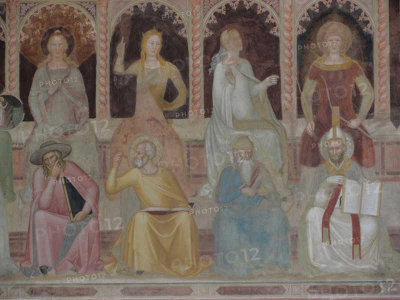 The allegorical figure of Theology. Detail of the Allegory of the Active and Triumphant Church and of the Dominican order, ca 1365. Artist: Andrea di Bonaiuto, (Andrea da Firenze) (1343-1377)