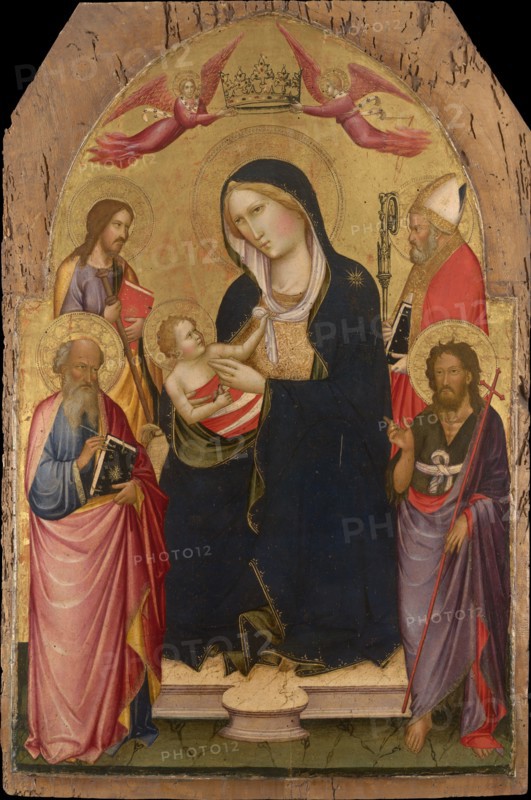 Madonna and Child with Saints John the Evangelist, John the Baptist, James of Compostela and Nicholas of Bari, ca 1390. Artist: Gaddi, Agnolo (1350-1396)