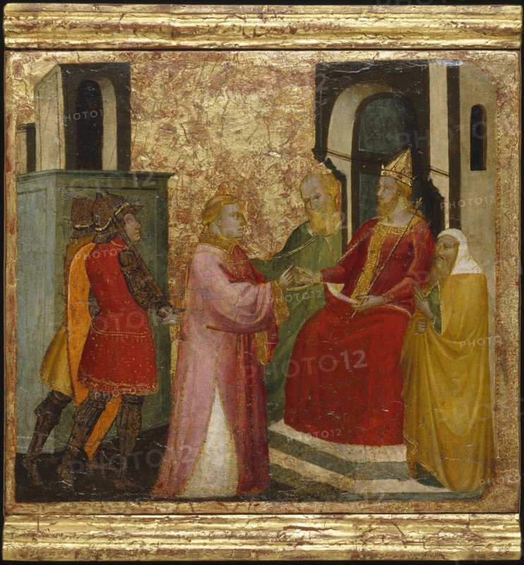 Saint Lawrence Arraigned Before the Emperor Valerian. Scenes from the Life of Saint Lawrence, predella, ca 1412. Artist: Lorenzo di Niccolò (active 1391-1414)