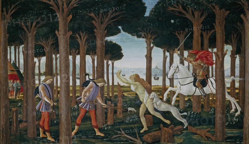 The Story of Nastagio degli Onesti (First episode), ca 1483. Artist: Botticelli, Sandro (1445-1510)