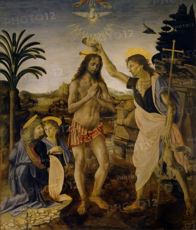 The Baptism of Christ, ca 1470-1475. Artist: Leonardo da Vinci (1452-1519)