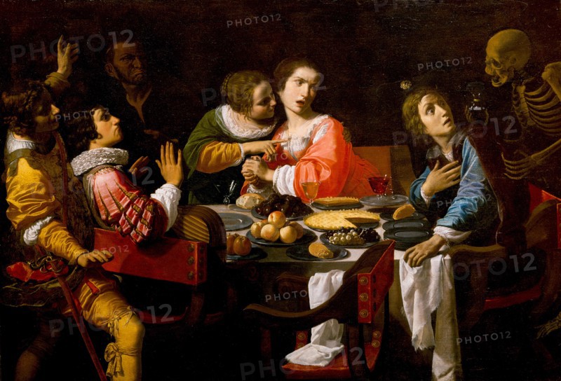 Death Comes to the Banquet Table (Memento Mori), c. 1635. Artist: Martinelli, Giovanni (1604-1659)