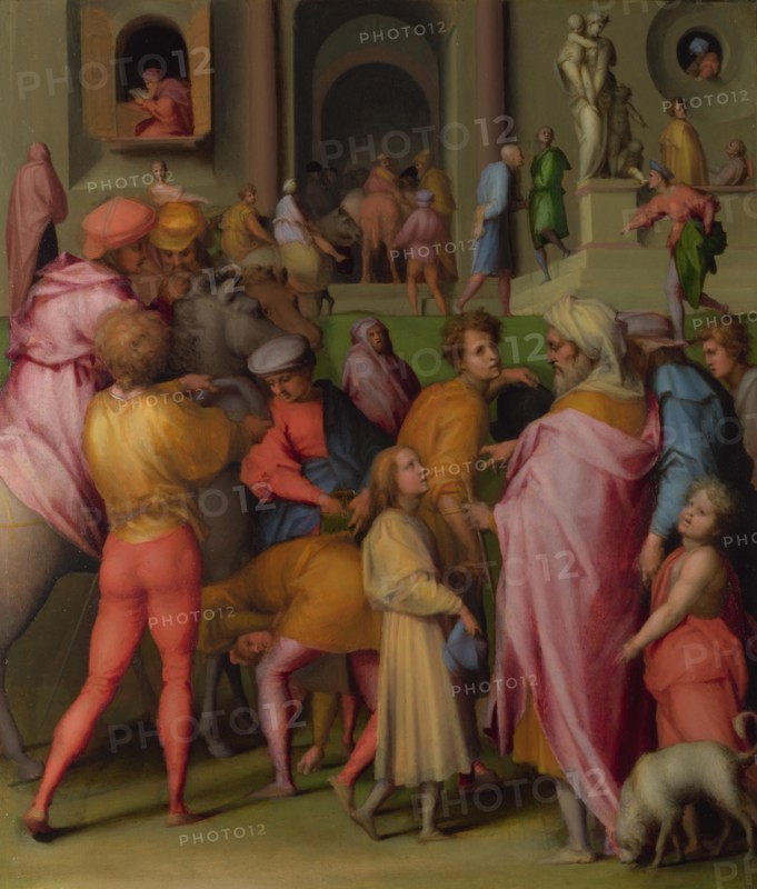 Joseph sold to Potiphar (from Scenes from the Story of Joseph), ca 1515. Artist: Pontormo (1494-1557)