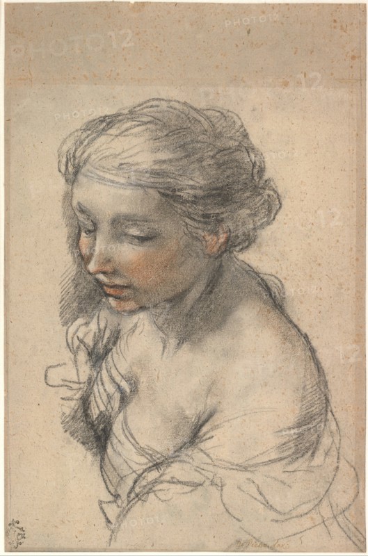 Bust of a Young Woman Turned to the Left, 1637. Artist: Cortona, Pietro da (1596-1669)