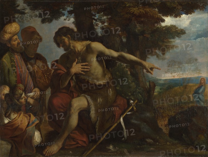 Saint John the Baptist preaching in the Wilderness, c. 1640. Artist: Mola, Pier Francesco (1612-1666)