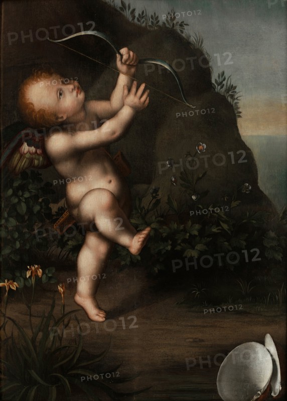 Cupid with a bow, before 1593. Artist: Luini, Aurelio (1530-1593)