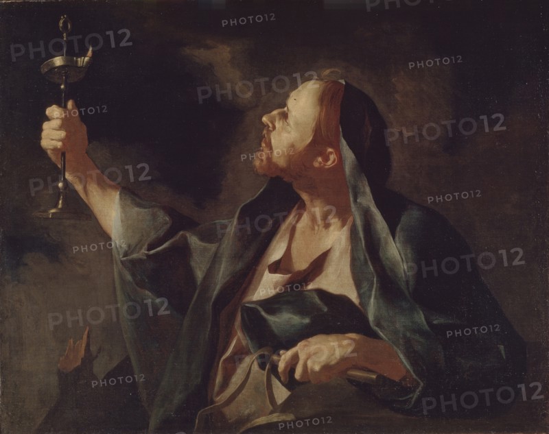 A man with a lamp and a whip (The Prophet Sophonias). Artist: Petrini, Giuseppe Antonio (1677-1759)