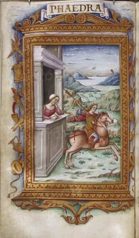 Phaedra gazing on Hippolytus (Illustration for The Heroides by Ovid), 1485-1499. Artist: Majorana, Cristoforo (active ca. 1480-1494)