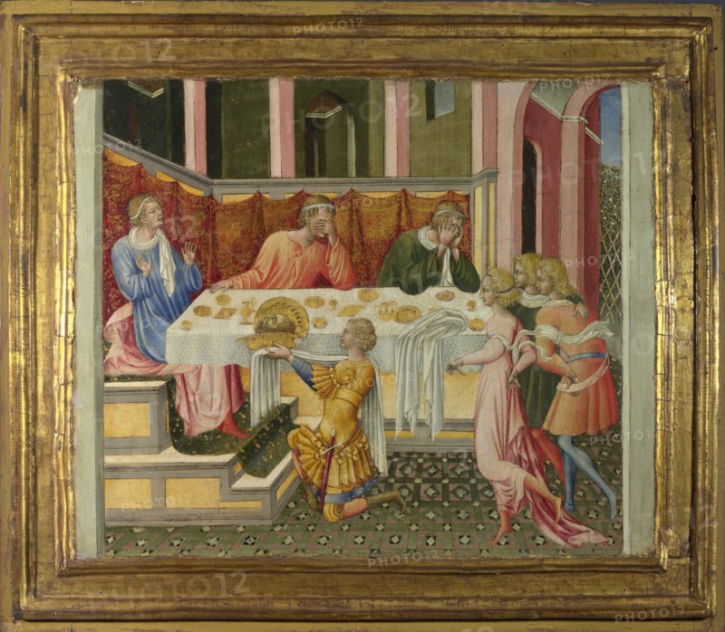 The Head of John the Baptist brought to Herod (Predella Panel), 1454. Artist: Giovanni di Paolo (ca 1403-1482)